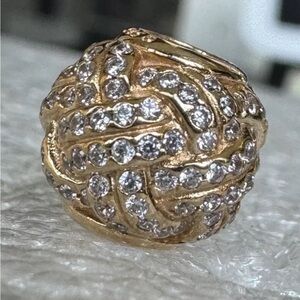 NEW❗️Authentic PANDORA Bead Sparkling Love Knot 14k Gold Charm 750991CZ